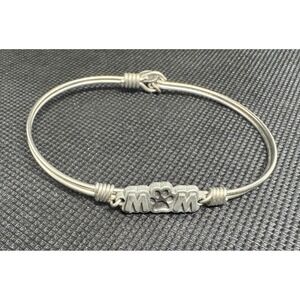 Luca & Danni Mom Paw Print Bangle Bracelet Silver Tone "Born in‎ the USA" Charm